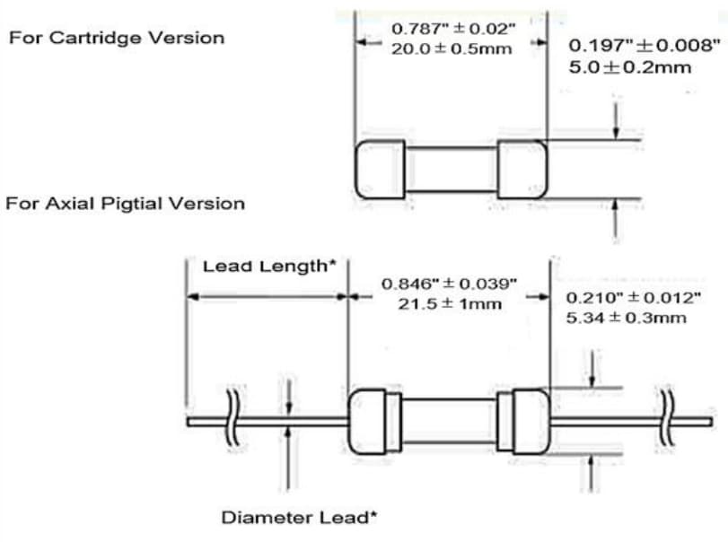 Mechanical Drawing - Bel Fuse 0651C/0651P Quick-Acting Fuses